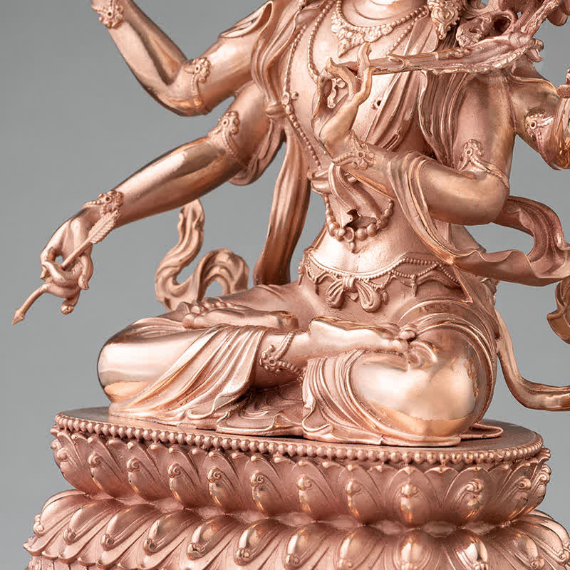 Vierarmige Manjusri Bodhisattva Figur Serenity Kupfer Statue Dekoration - image 8
