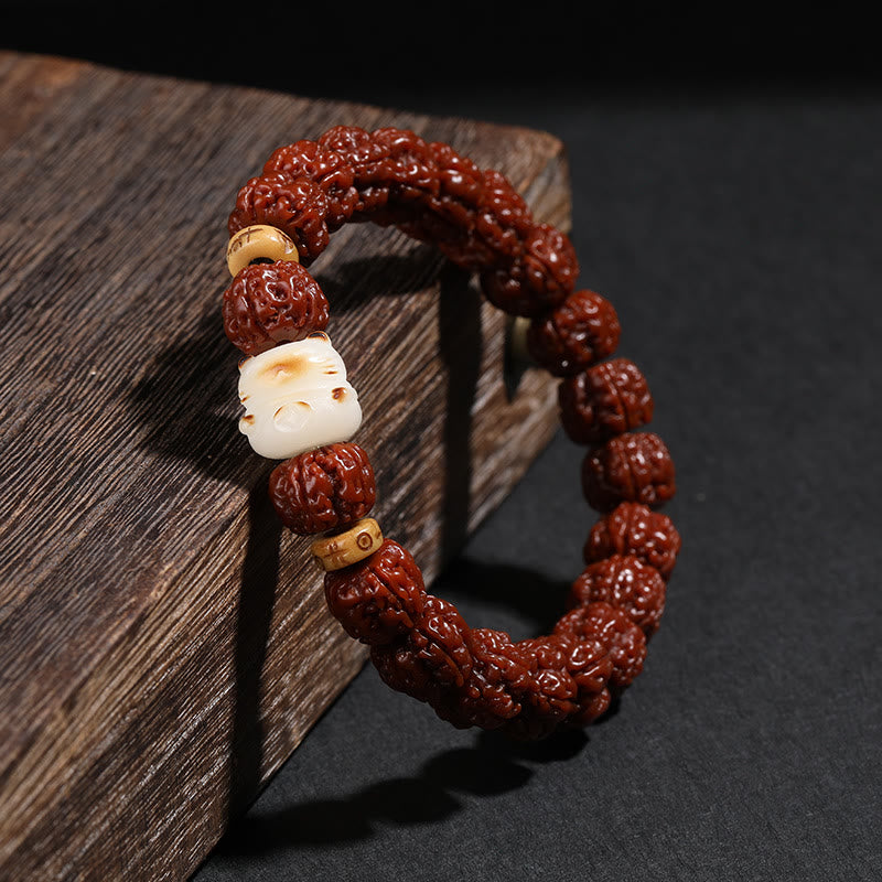 Buddha Steine Tibet Rudraksha Bodhi Samen Dzi Perle Glückskatze Tanzender Löwe Reichtum Armband Handgelenk Mala