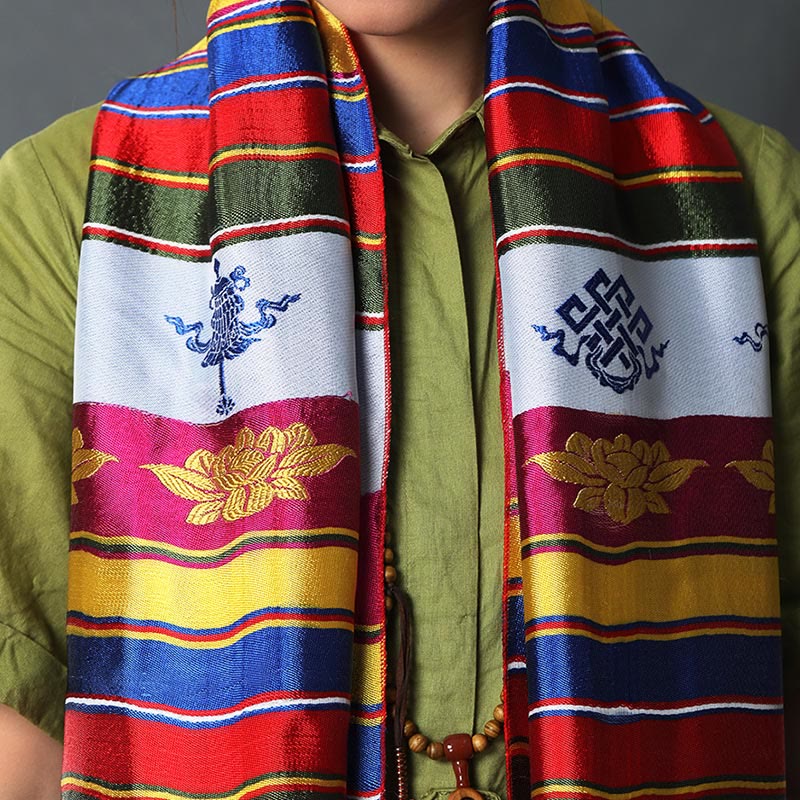 Tibetischer Glückssegen, mehrfarbige Lotus-Mantra-Jacquard-Khata-Dekoration - image 1