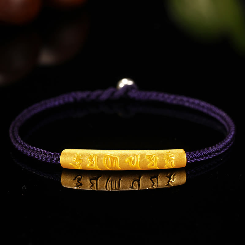 Buddha Stones, tibetisches 999-Gold, Om Mani Padme Hum, handgefertigt, achtfädig, Friedensknoten, Glück, geflochtenes Paar-Armband