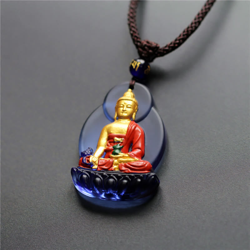 Buddha Stones, Tibet-Medizin-Buddha-Liuli-Kristall, Mitgefühl, Halsketten-Anhänger - image 2