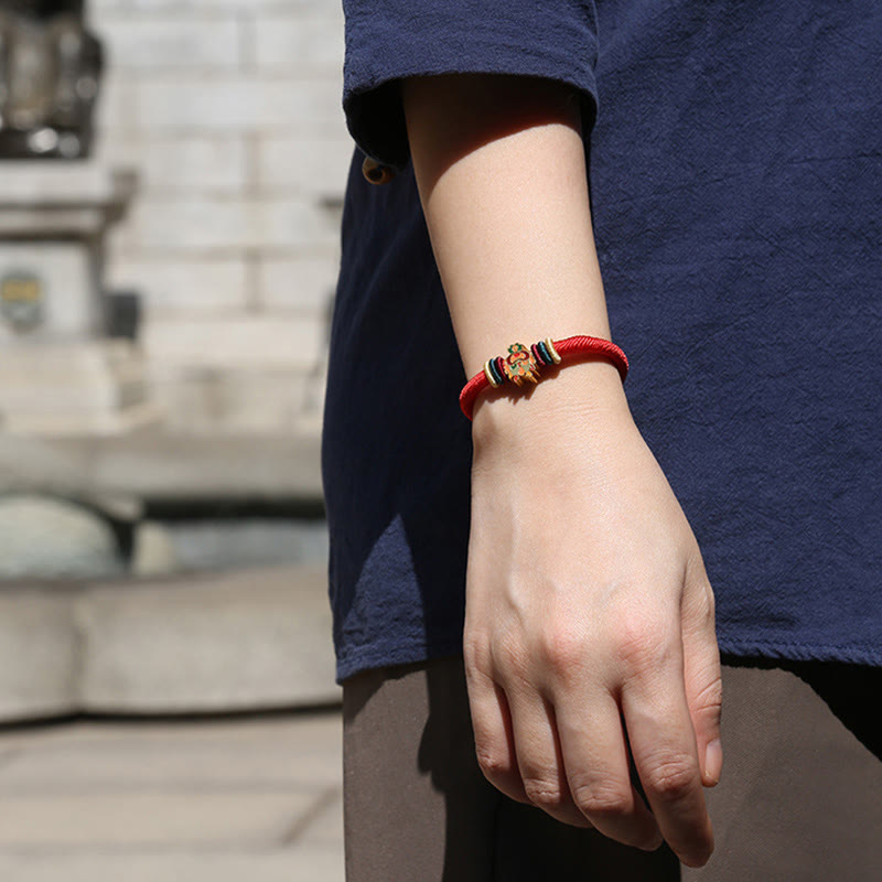 Buddha Stones Handgefertigtes geflochtenes rotes Armband aus 925er-Sterlingsilber, Jahr des Drachen, niedliches chinesisches Sternzeichen, Glück - image 5