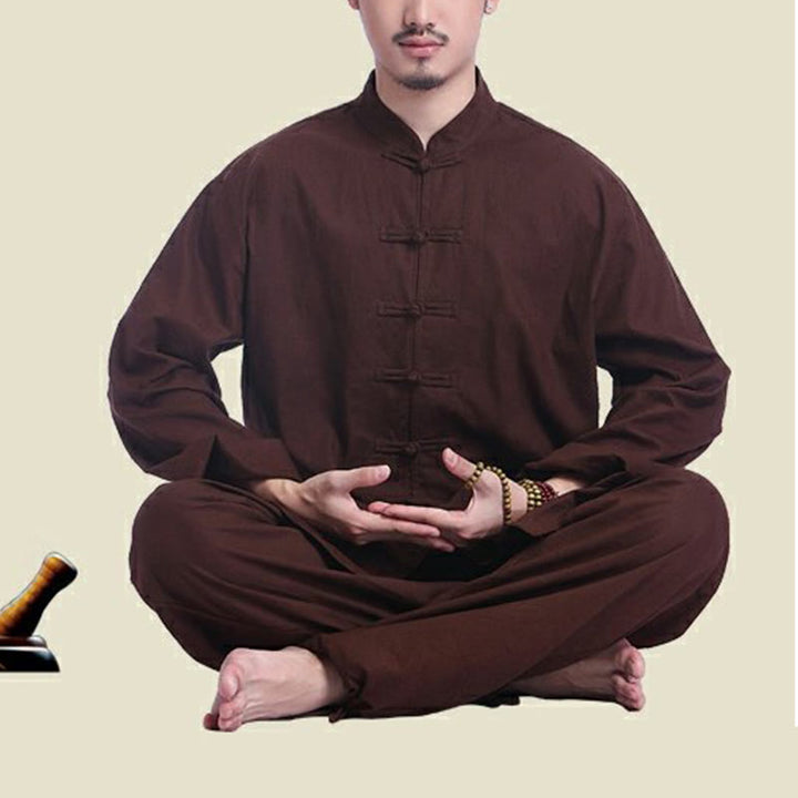 Buddha Stones, chinesischer Frosch, Knopf-Design, Meditation, Gebet, Baumwolle, Leinen, spirituell, Zen, Praxis, Yoga, Kleidung, Herren-Set - image 17