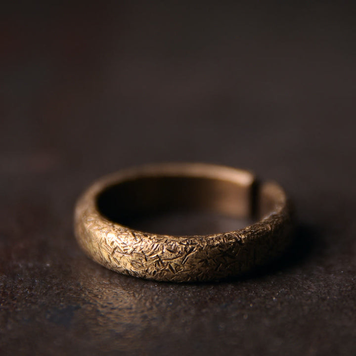 Buddha Stones Tibetischer Vintage-Kupfer-Glücksring mit Texturdesign für Paare - image 4