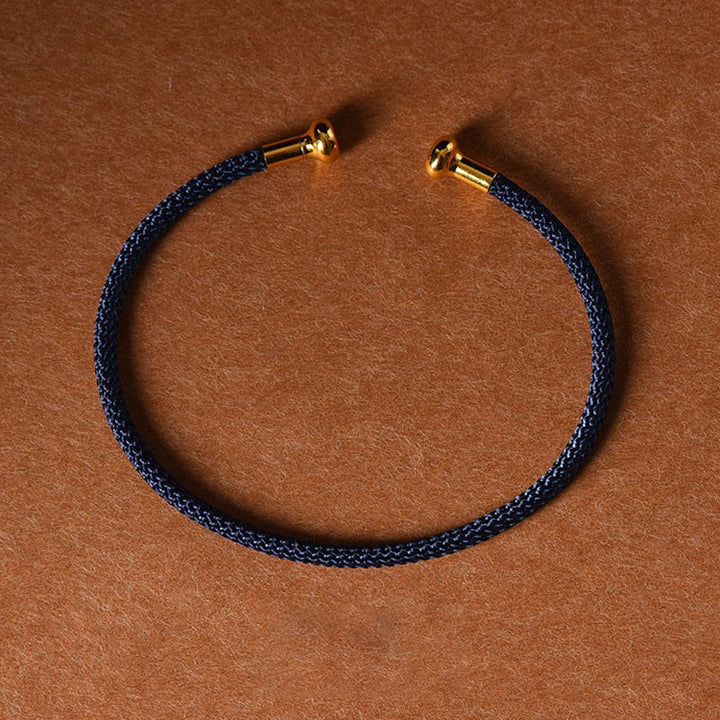 Buddha Stones, schlichtes Design, handgefertigtes Glücksgeflecht-Manschettenarmband - Dunkelblau - image 25