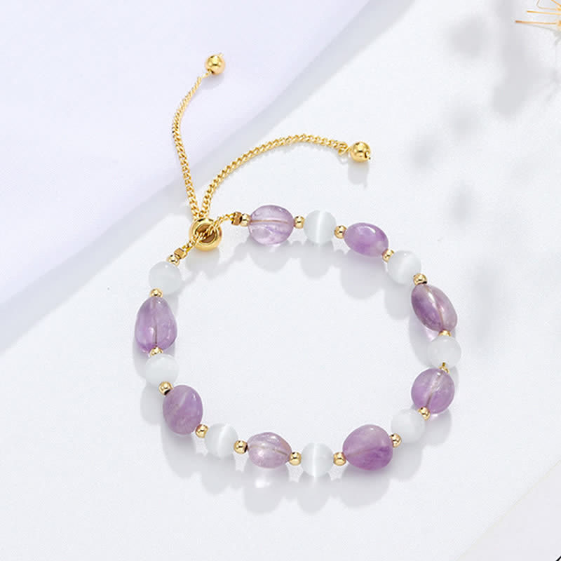 Amethyst Rosa Kristall Schwarz Rutilquarz Spirituelles Bewusstseinsarmband - image 2