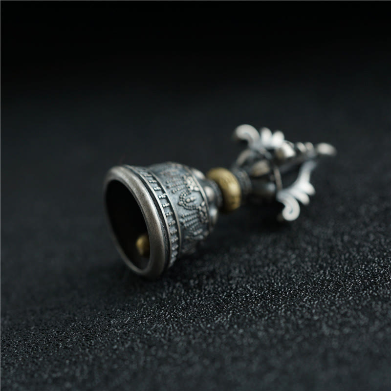 Buddha Stones, Tibet, 925er Sterlingsilber, Om Mani Padme Hum, Dorje-Glocke, Vajra, gravierter Erleuchtungsanhänger, Hängedekoration - image 5