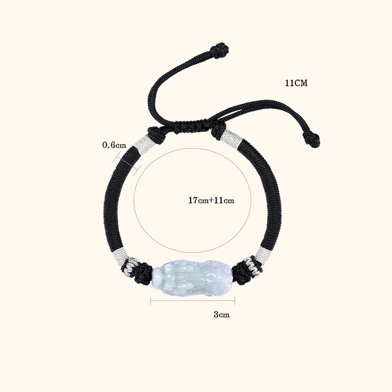 Buddha Stones Handgefertigtes geflochtenes Armband aus PiXiu-Glück und Wohlstand aus natürlicher Jade - image 14