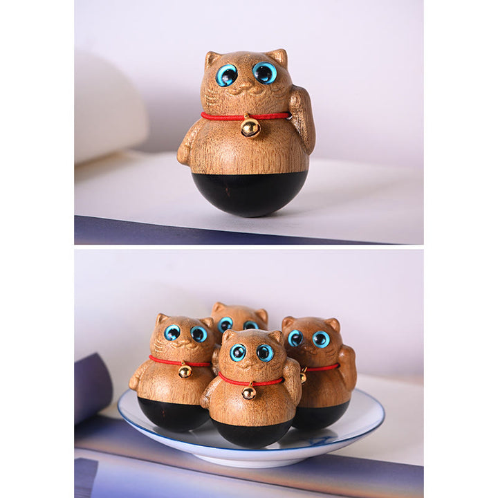 Buddha Stones Mini Glückskatze Kätzchen Phoebe Zhennan Segensdekoration aus Holz - image 22