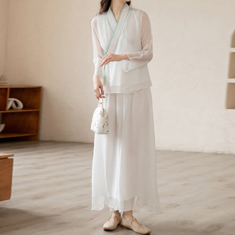 Retro-Gebet Zen spirituelle Meditation Praxis Chiffon Kleidung Damen Set - image 5