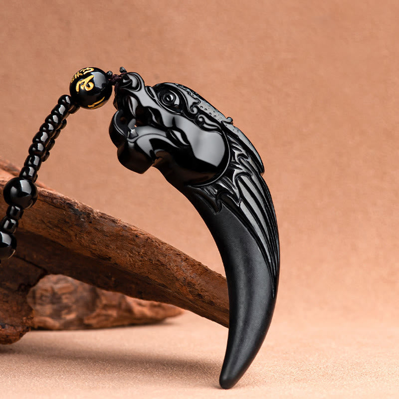 Buddha Stones, natürliche schwarze Jade, chinesisches Sternzeichen, Drachenzahn-Muster, Schutz-Halsketten-Anhänger - image 2