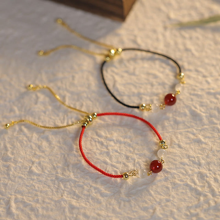 Buddha Stones Rotes Achat-Katzenaugen-Armband mit geflochtener Schnur - image 3