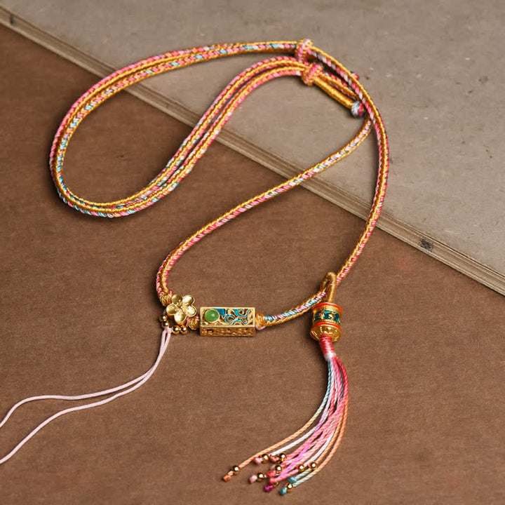 Buddha Stones, bunte Schnur, Kupfer-Reichtums-Halsketten-Anhänger - Rosa - image 0