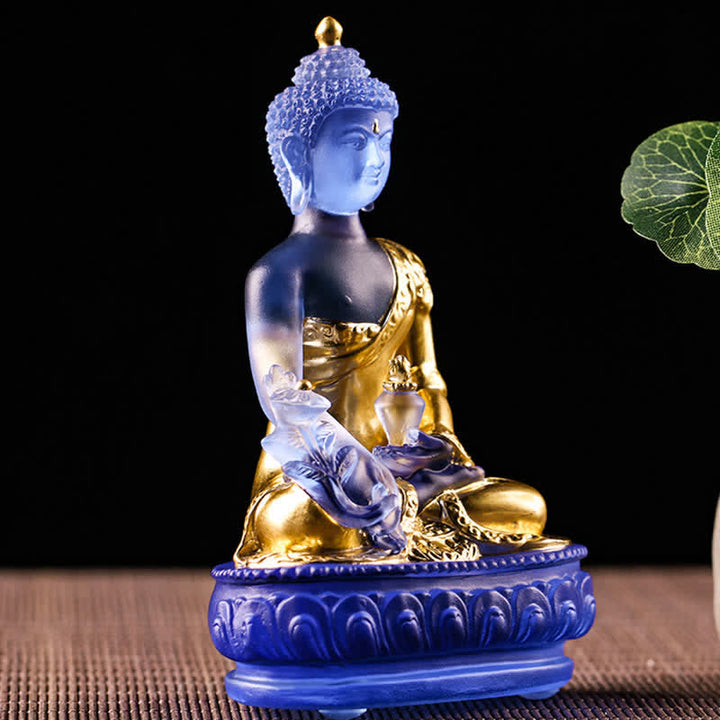 Medizin-Buddha, handgefertigt, Liuli-Kristall, Kunstwerk, Mitgefühl, Statue, Heimbüro, als Dekoration - image 13