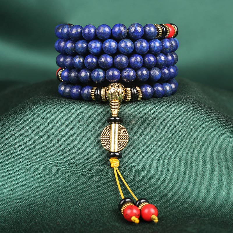 Buddha Stones ​​Tibetische Mala Lapislazuli Lazurit Positives Armband - 8 mm * 108 - image 6
