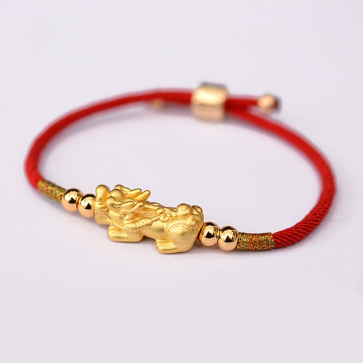 Buddha Stones 24K vergoldetes PiXiu Luck Red String Armband - image 5