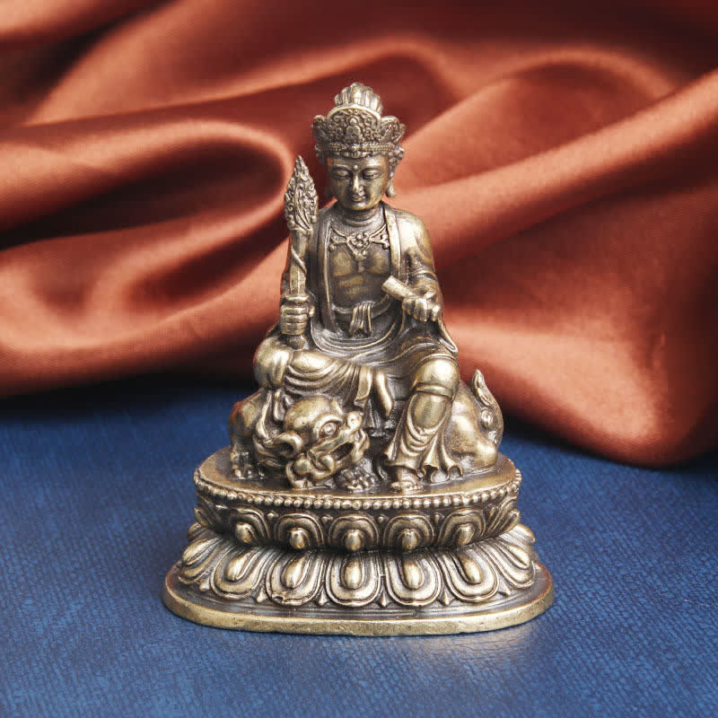 Manjusri Bodhisattva Serenity Kupfer Statue Dekoration - 49*64 mm - image 0