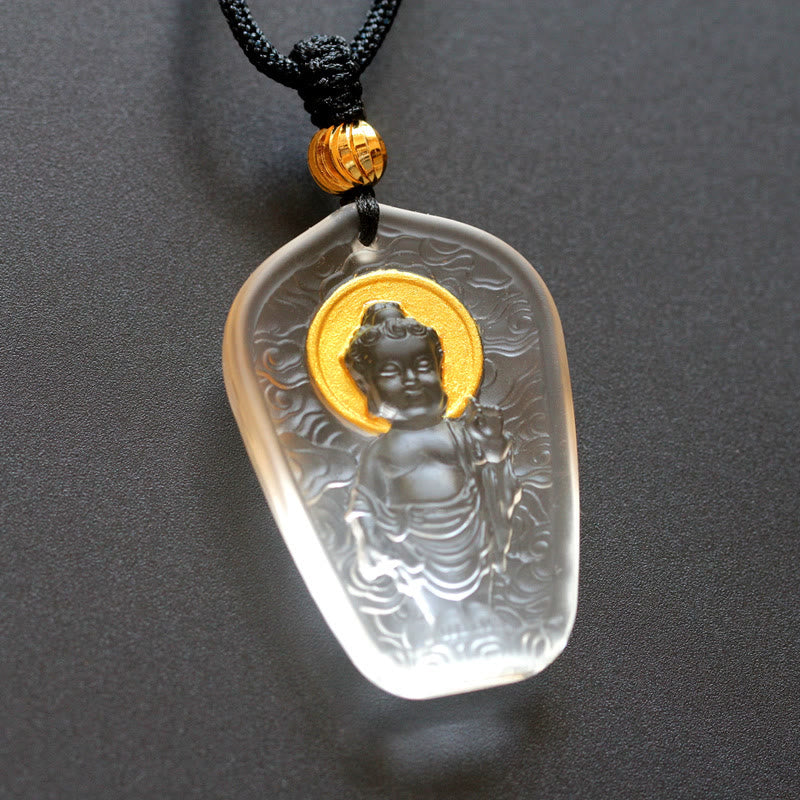 Buddha Stones, tibetischer Buddha-Liuli-Kristall, Serenity-Halsketten-Anhänger - Weißes Buddha-Licht - image 5