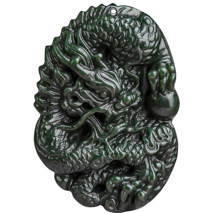 Buddha Stones Hetian Cyan Jade Dragon Success Harmony Halskette Perlenschnur Anhänger - image 12