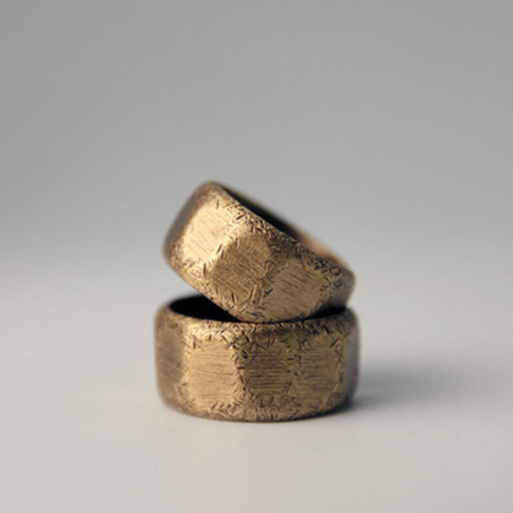 Buddha Stones Tibetischer schlichter Reichtumsring aus mattiertem Kupfer und Messing - image 10