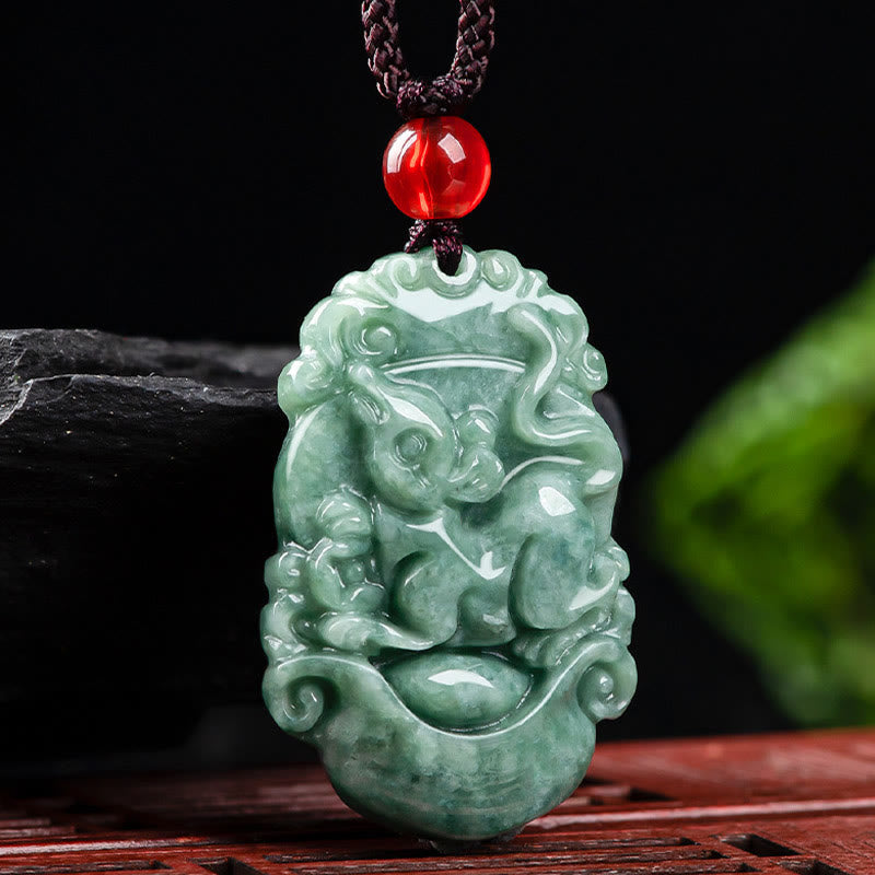 Buddha Stones, natürliche Jade, 12 chinesische Sternzeichen, Wohlstands-Halsketten-Anhänger