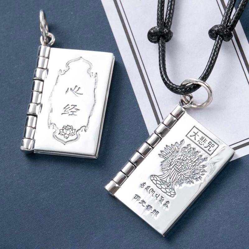 990 Sterling Silber Herz Sutra Großes Mitgefühl Shurangama Mantra Lotus Vajra Frieden Halskette Anhänger - image 1