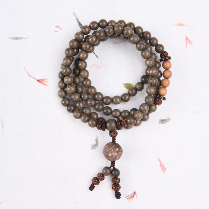 Buddha Stones Mala-Armband aus tibetischem Sandelholz mit Schutzamulett - 108 Mala-Perlen - 10 mm - image 10