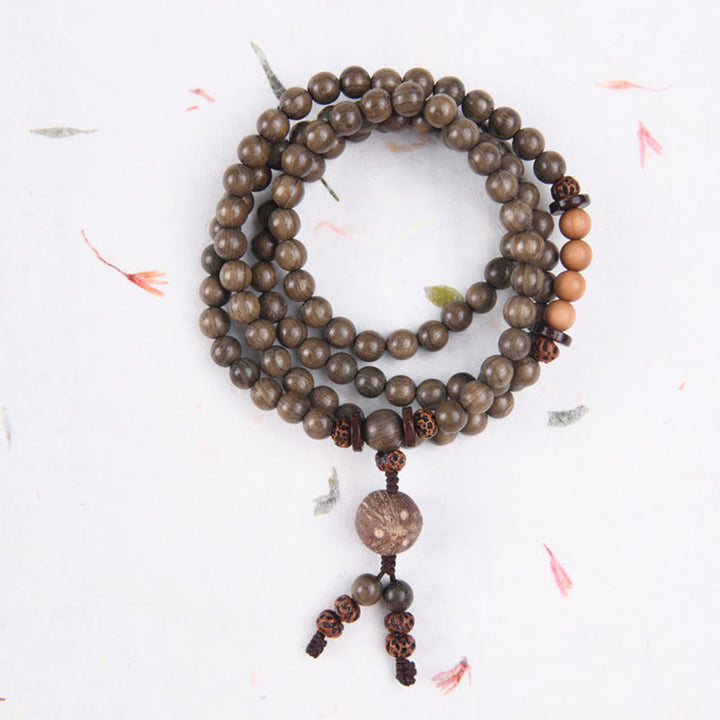 Buddha Stones Mala-Armband aus tibetischem Sandelholz mit Schutzamulett - 108 Mala-Perlen - 10 mm - image 10