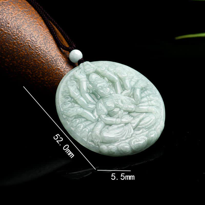 Tausendhändiger Kwan Yin Avalokitesvara-Jade-Segen-Halskettenanhänger - image 11