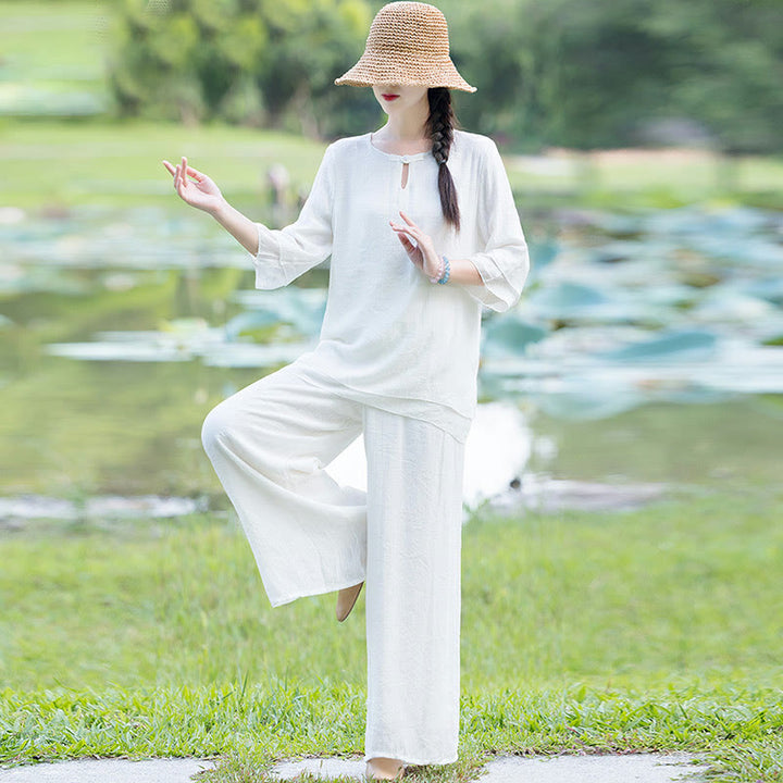 Tai Chi Meditation Gebet Zen Spirituelle Morgenpraxis Kleidung Damen Set - image 2