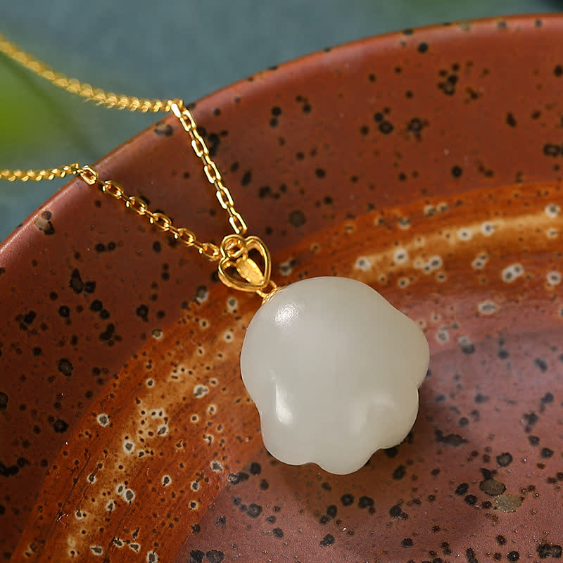 925 Sterling Silber Hetian Weiß Jade Niedlicher Katzenpfoten-Halskettenanhänger - image 4