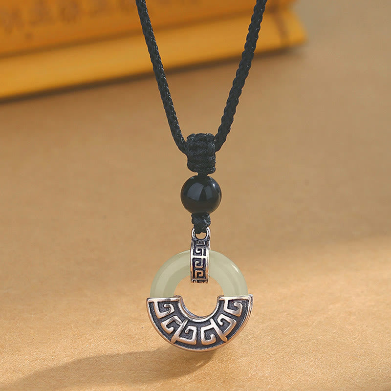 Buddha Stones 925 Sterling Silber natürliche Hetian Jade Frieden Schnalle Wohlstand Halskette Anhänger - Hetian Jade (Wohlstand♥Fülle) - image 0