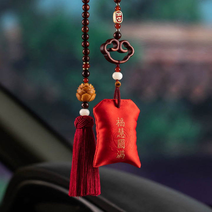 Buddha Stones, tibetisches kleines Blatt, rotes Sandelholz, Lotus, Zinnober, Beutel, Schutzquaste, Auto-Hängedekoration