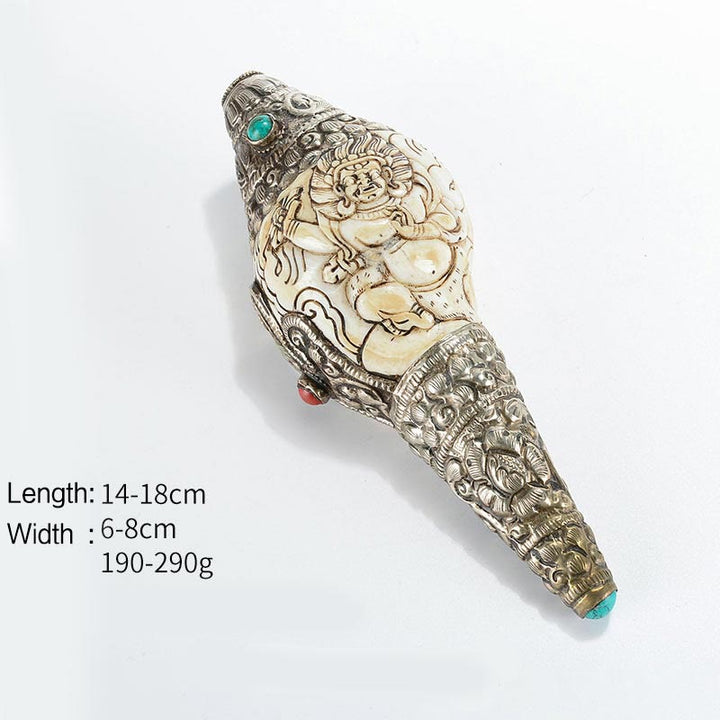 Tibetische handgefertigte gravierte Shankha-Buddha-Muschelmuschel, Reichtum, positive Dekoration - Vajrapani - image 12