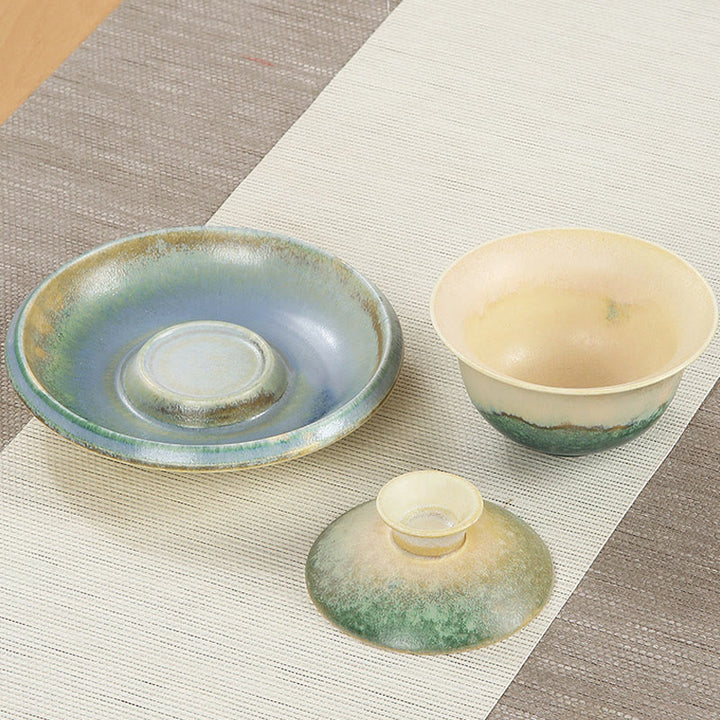 Buddha Stones Green Ocean Waves Design Porzellan Keramik Gaiwan Sancai Teetasse Kung Fu Teetasse und Untertasse mit Deckel - image 7