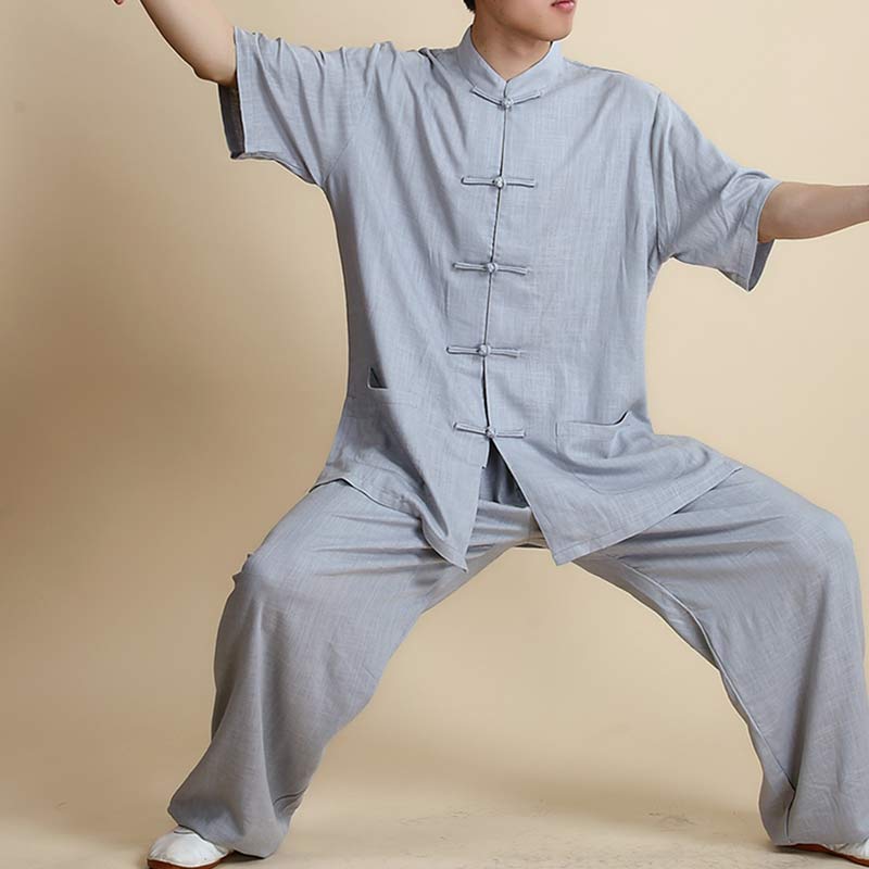 Buddha Stones, Meditation, Zen-Gebet, spirituelle Tai-Chi-Qigong-Praxis, Unisex-Stickerei-Kleidungsset - Kurzarm Grau - US14， UK/AU18，EU46 (3XL) - image 30