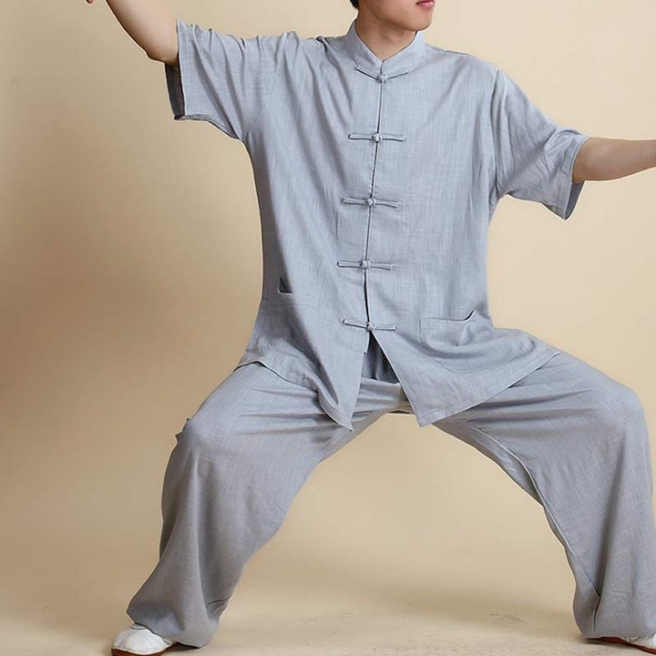 Buddha Stones, Meditation, Zen-Gebet, spirituelle Tai-Chi-Qigong-Praxis, Unisex-Stickerei-Kleidungsset - Kurzarm Grau - US14， UK/AU18，EU46 (3XL) - image 30