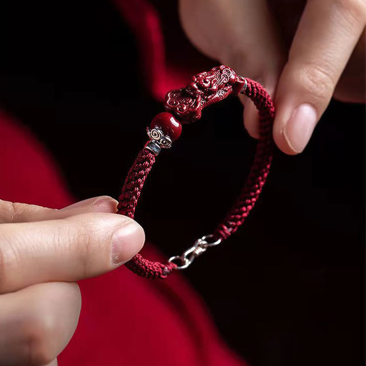 Buddha Stones Handgefertigtes PiXiu Cinnabar Wealth Luck geflochtenes Armband - image 2