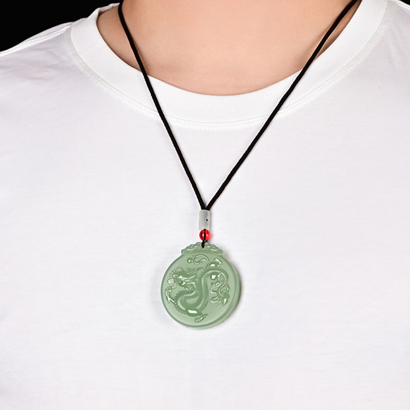 Buddha Stones Chinesisches Sternzeichen Drache Jade Glück Halskette String Anhänger - image 3