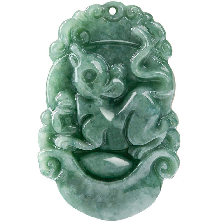 Buddha Stones, natürliche Jade, 12 chinesische Sternzeichen, Wohlstands-Halsketten-Anhänger