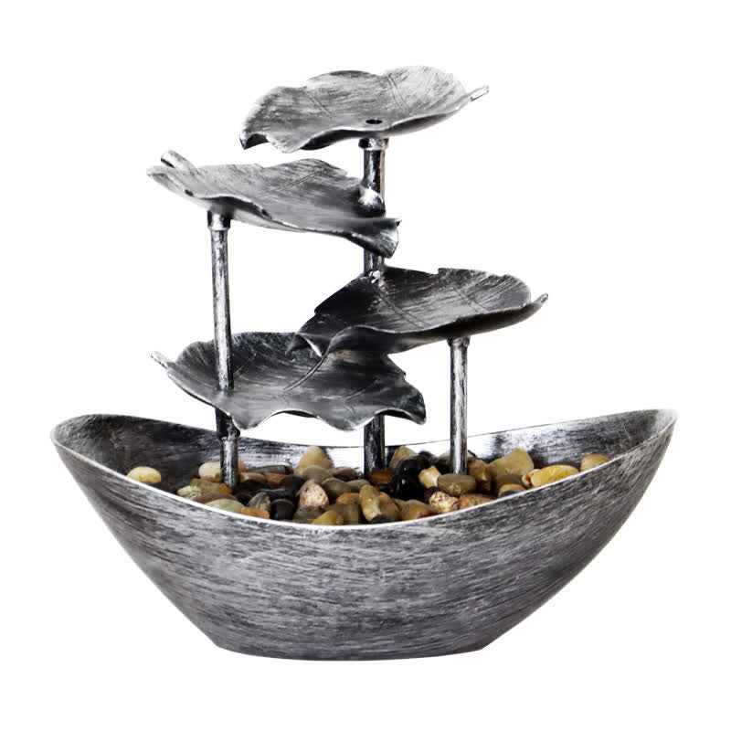 Buddha Stones, Lotusblatt-förmiger Wasserfallbrunnen, Tischornamente mit LED-Licht, Home-Office-Desktop-Dekoration - image 3
