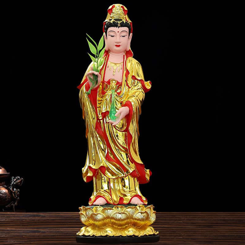 Chenrezig Bodhisattva Avalokitesvara Figur Harmonie Harz Statue Heimdekoration - image 2