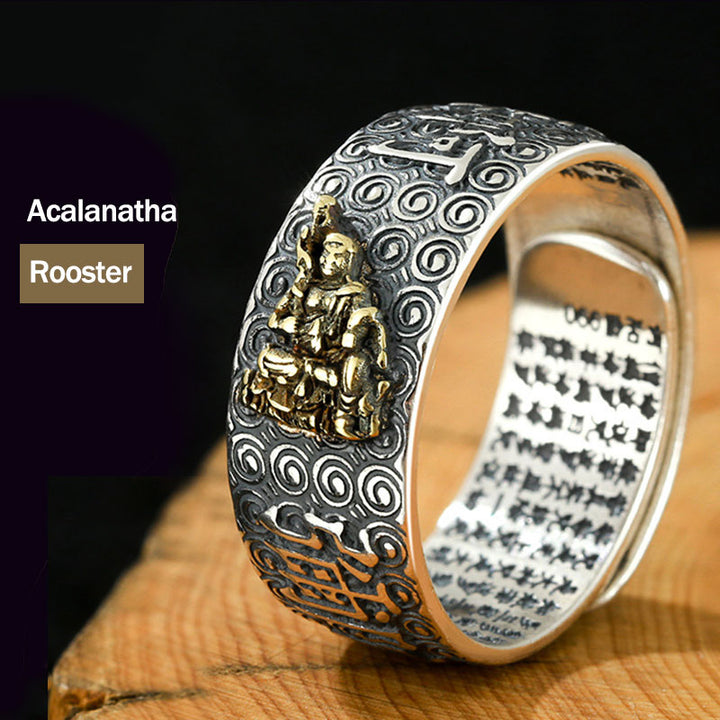 Verstellbarer Ring mit Buddha Stonesn, chinesischem Sternzeichen, Natal, Buddha, Reichtum, Glück