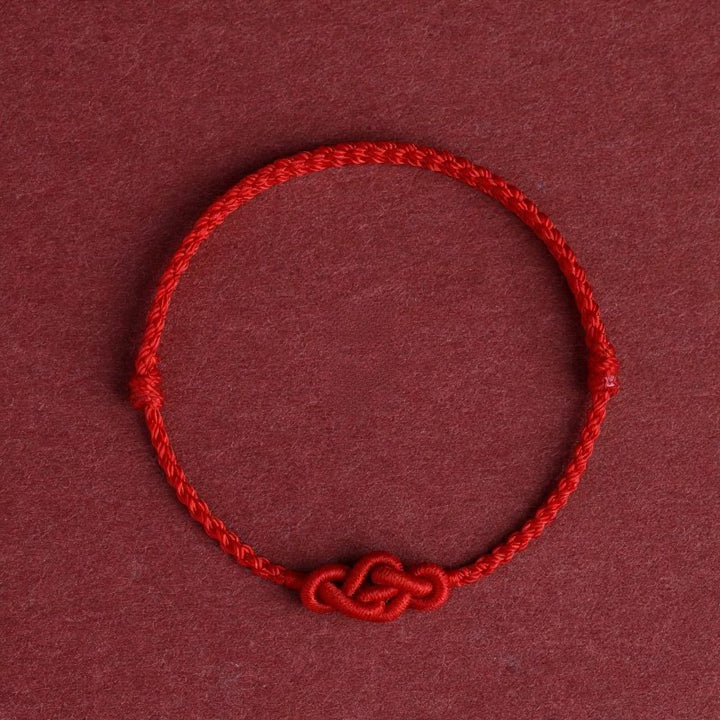 Buddha Stones Minimalistisches rotes Armband/Fußkettchen mit chinesischer Knotentechnik – Symbol für Wohlstand - Rotes Fußkettchen (Fußkettchenumfang: 17–30 cm) - image 10