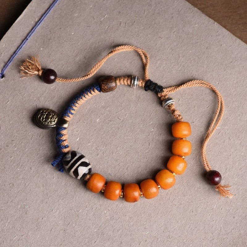 Buddha Stones Tibetisches Armband mit Dzi-Perlen aus Messing - image 1