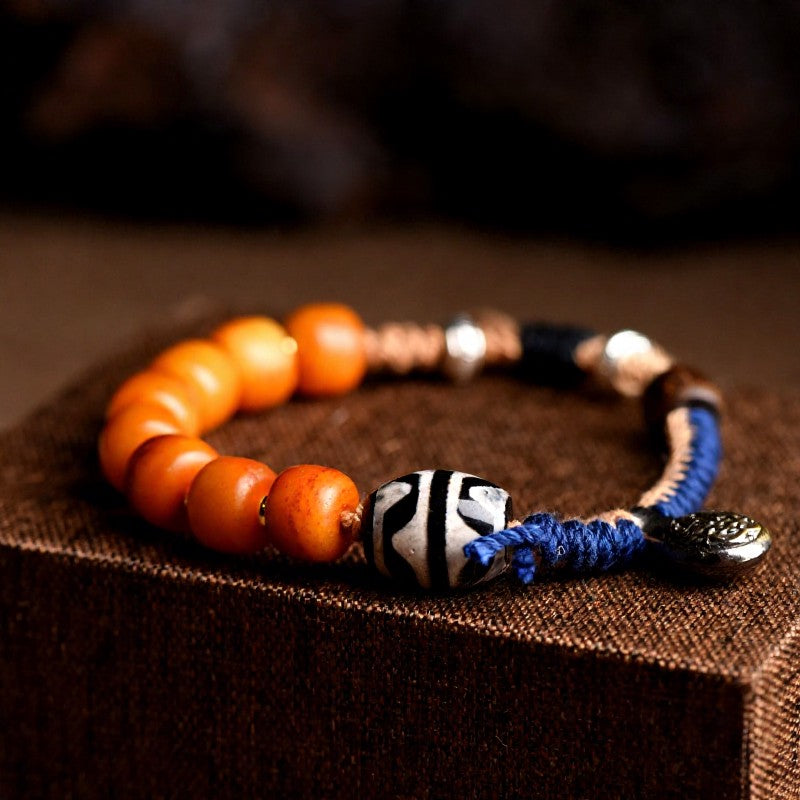 Buddha Stones Tibetisches Armband mit Dzi-Perlen aus Messing - image 3