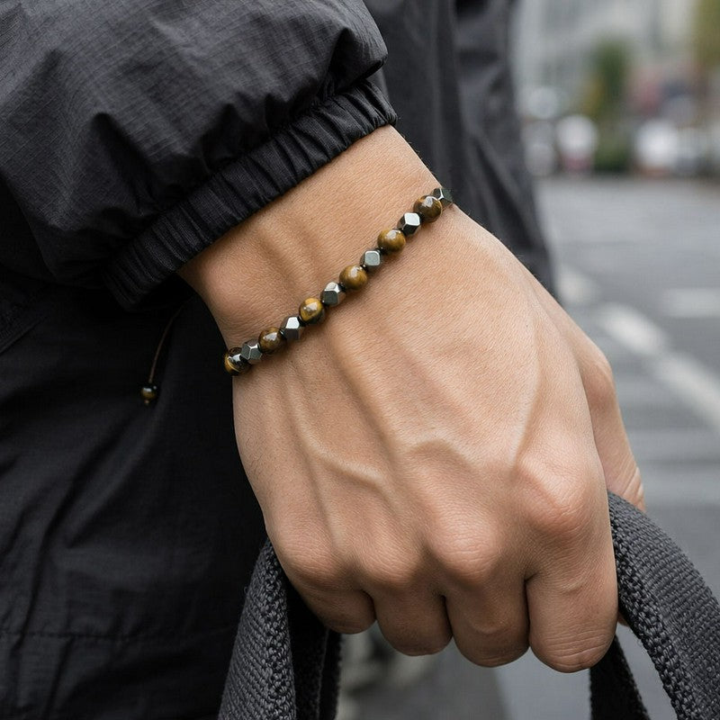 Buddha Stones Tigerauge-Armband aus schwarzem Magnetit, geflochten, verstellbar - image 3