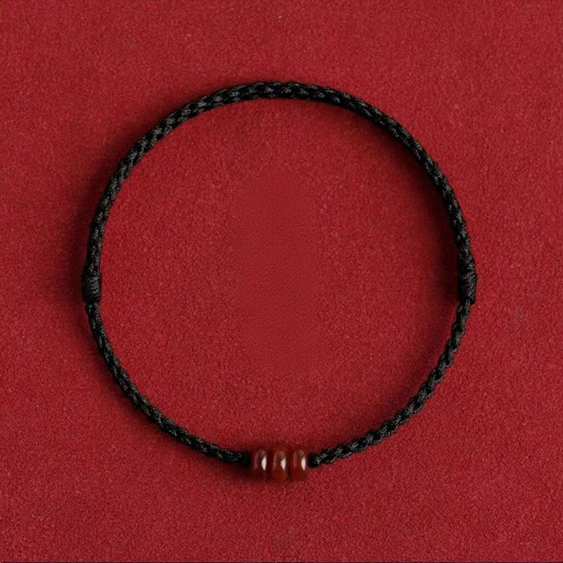 Buddha Stones Minimalistisches Schutzarmband mit Abakus-Perle aus rotem Achat - Schwarzes Fußkettchen (Fußkettchenumfang: 17–25 cm) - image 4