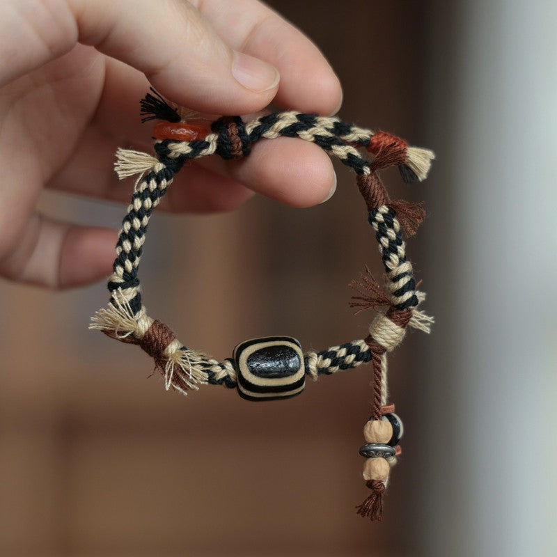 Buddha Stones Vintage Tibetisches Dzi-Perlen-Glücksseil-Armband - Buddha-Auge-Dzi-Perle (Handgelenkumfang: 15–18 cm) - image 8