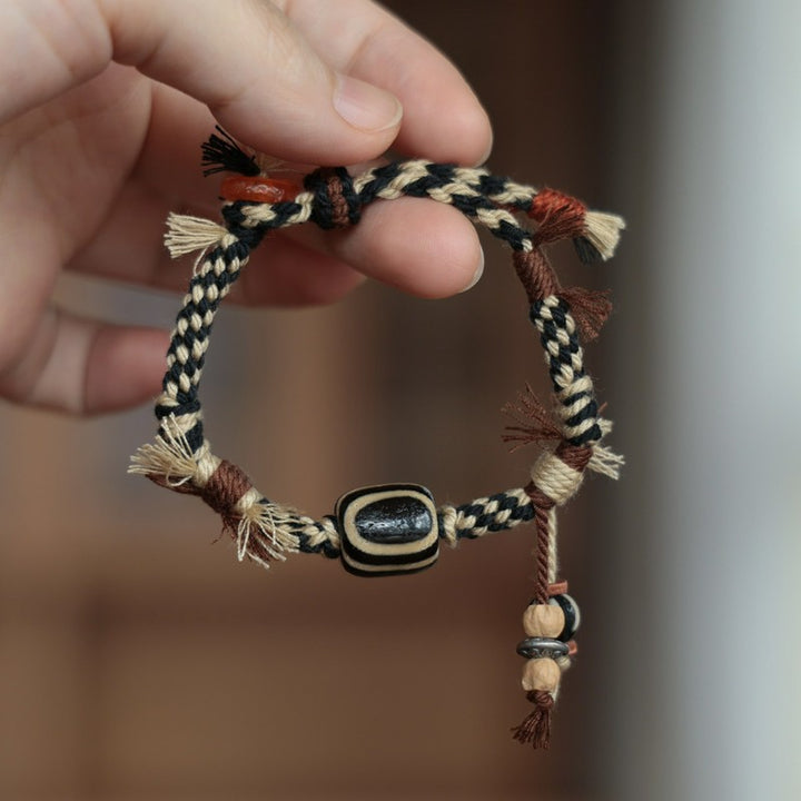 Buddha Stones Vintage Tibetisches Dzi-Perlen-Glücksseil-Armband - Buddha-Auge-Dzi-Perle (Handgelenkumfang: 15–18 cm) - image 8